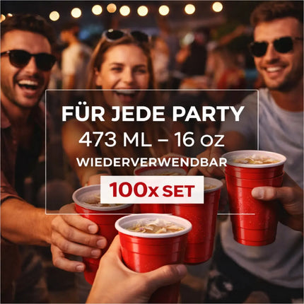 50x Beer Pong Becher wiederverwendbar 473 ml – extra stabile Red Cups für Bierpong, Partys, Festivals & JGA
