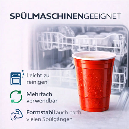 50x Beer Pong Becher wiederverwendbar 473 ml – extra stabile Red Cups für Bierpong, Partys, Festivals & JGA