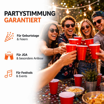 50x Beer Pong Becher wiederverwendbar 473 ml – extra stabile Red Cups für Bierpong, Partys, Festivals & JGA