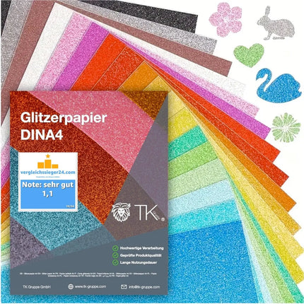 50x Blatt Papier Glitzerpapier Glitterpapier 300 g/m² - A4 Kopierpapier Druckerpapier bunt - 50 Blatt
