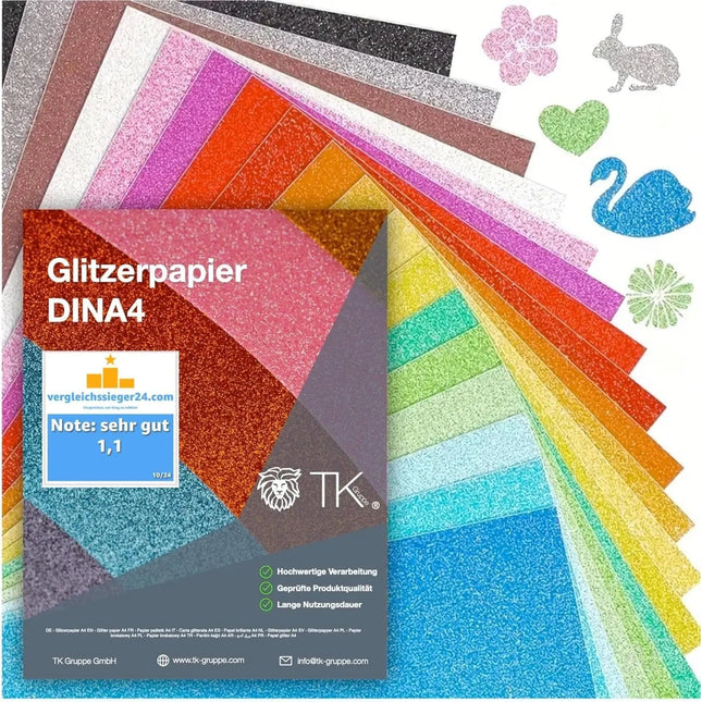 50x Blatt Papier Glitzerpapier Glitterpapier 300 g/m² - A4 Kopierpapier Druckerpapier bunt - 50 Blatt