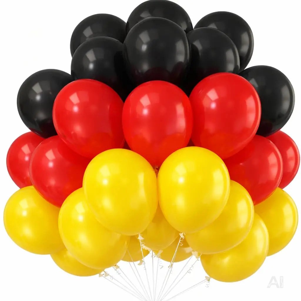 50x Deutschland Luftballons Ø 35 cm – Schwarz Rot Gold Deko zur WM 2026 & Weltmeisterschaft
