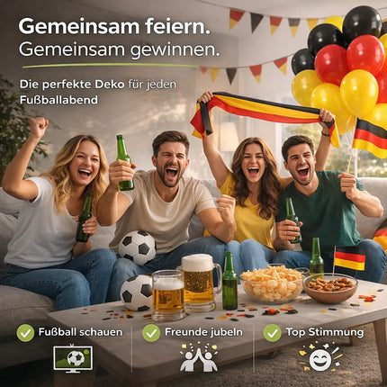 50x Deutschland Luftballons Ø 35 cm – Schwarz Rot Gold Deko zur WM 2026 & Weltmeisterschaft