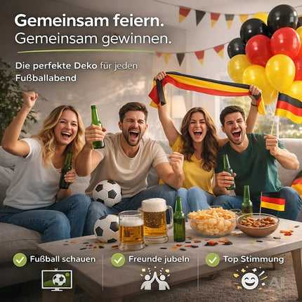 50x Deutschland Luftballons Ø 35 cm – Schwarz Rot Gold Deko zur WM 2026 & Weltmeisterschaft – Detailansicht 3