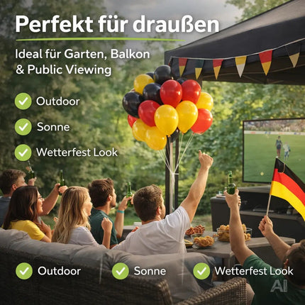 50x Deutschland Luftballons Ø 35 cm – Schwarz Rot Gold Deko zur WM 2026 & Weltmeisterschaft – Detailansicht 4