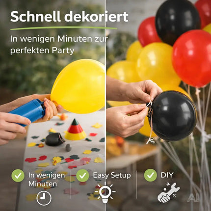 50x Deutschland Luftballons Ø 35 cm – Schwarz Rot Gold Deko zur WM 2026 & Weltmeisterschaft – Detailansicht 5