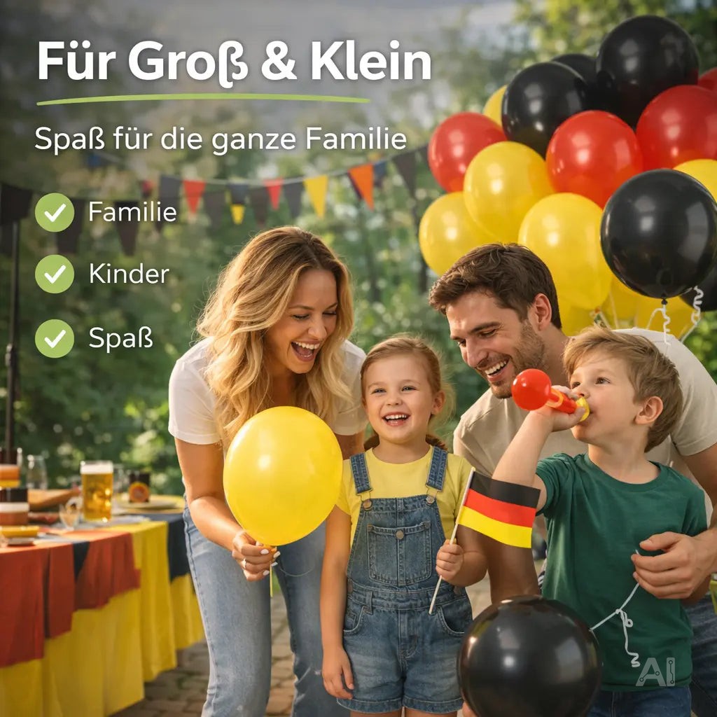 50x Deutschland Luftballons Ø 35 cm – Schwarz Rot Gold Deko zur WM 2026 & Weltmeisterschaft – Detailansicht 6