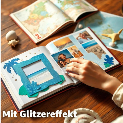 50x Glitzerpapier in A4: Buntes Glitter Papier mit 250 g/m² - Ideal für Bastelarbeiten und kreatives Gestalten - Fotokarton und Druckerpapier für Bastelpapier