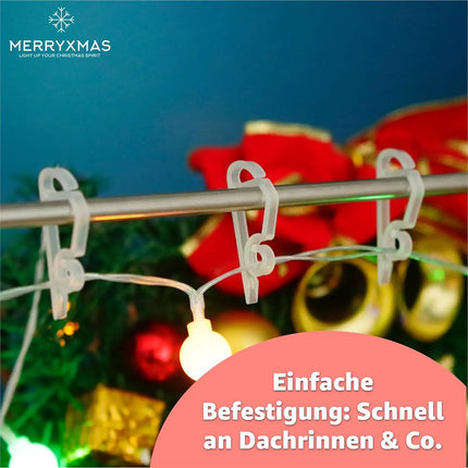 50x Haken Lichterketten Halterung & Lichtvorhang Clips & Befestigung - Dachrinnenhaken an Weihnachten