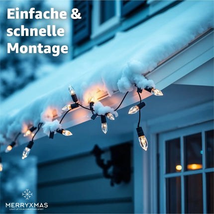 50x Haken Lichterketten Halterung & Lichtvorhang Clips & Befestigung - Dachrinnenhaken an Weihnachten