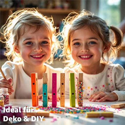 50x Klammern 7 cm Wäscheklammern - groß - Holzklammern aus Echt Holz - Holzwäscheklammern & Basteln & Bastelklammern - Wäsche aufhängen