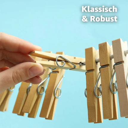 50x Klammern 7 cm Wäscheklammern - groß - Holzklammern aus Echt Holz - Holzwäscheklammern & Basteln & Bastelklammern - Wäsche aufhängen