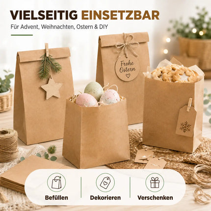 50x Kraftpapiertüten - EXTRA STARK - nachhaltige braune Beutel 21x14cm