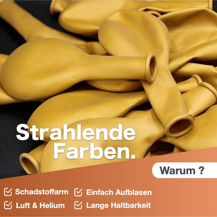 50x Luftballons Gold Ø 35 cm - Kein Plastik -100 % Bio & recyclebar -