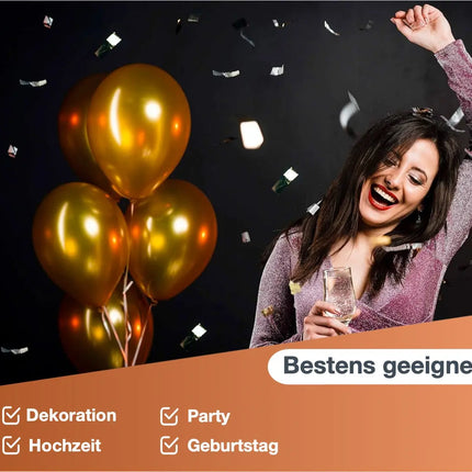 50x Luftballons Gold Ø 35 cm - Kein Plastik -100 % Bio & recyclebar -