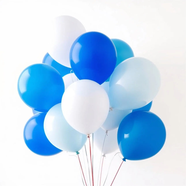 50x Luftballons Mix Ø 35 cm Ballons Balloons Luftballon Ballon 1. Geburtstag babyblau, himmelblau blau, weiß weiss Latexballons - Kein Plastik -100% Bio & recyclebar - (babyblau-hellblau-weiß-mix)
