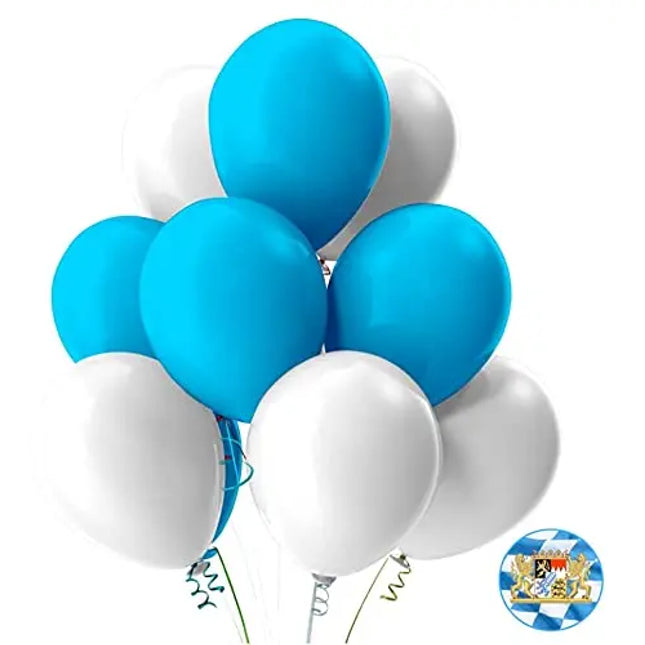 50x Luftballons Oktoberfest Ø 35 cm Mix weiß & blau als Deko Dekoration für Ihr Okotberfest