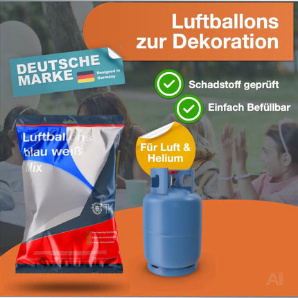 50x Luftballons Oktoberfest Ø 35 cm Mix weiß & blau als Deko Dekoration für Ihr Okotberfest – Detailansicht 2