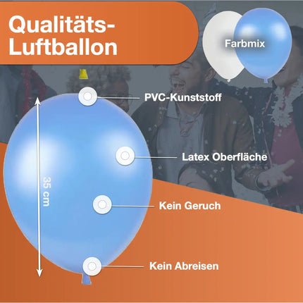 50x Luftballons Oktoberfest Ø 35 cm Mix weiß & blau als Deko Dekoration für Ihr Okotberfest