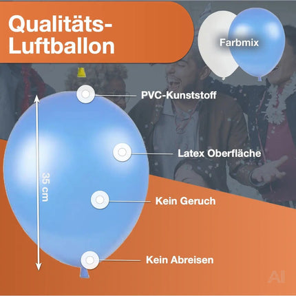 50x Luftballons Oktoberfest Ø 35 cm Mix weiß & blau als Deko Dekoration für Ihr Okotberfest – Detailansicht 3