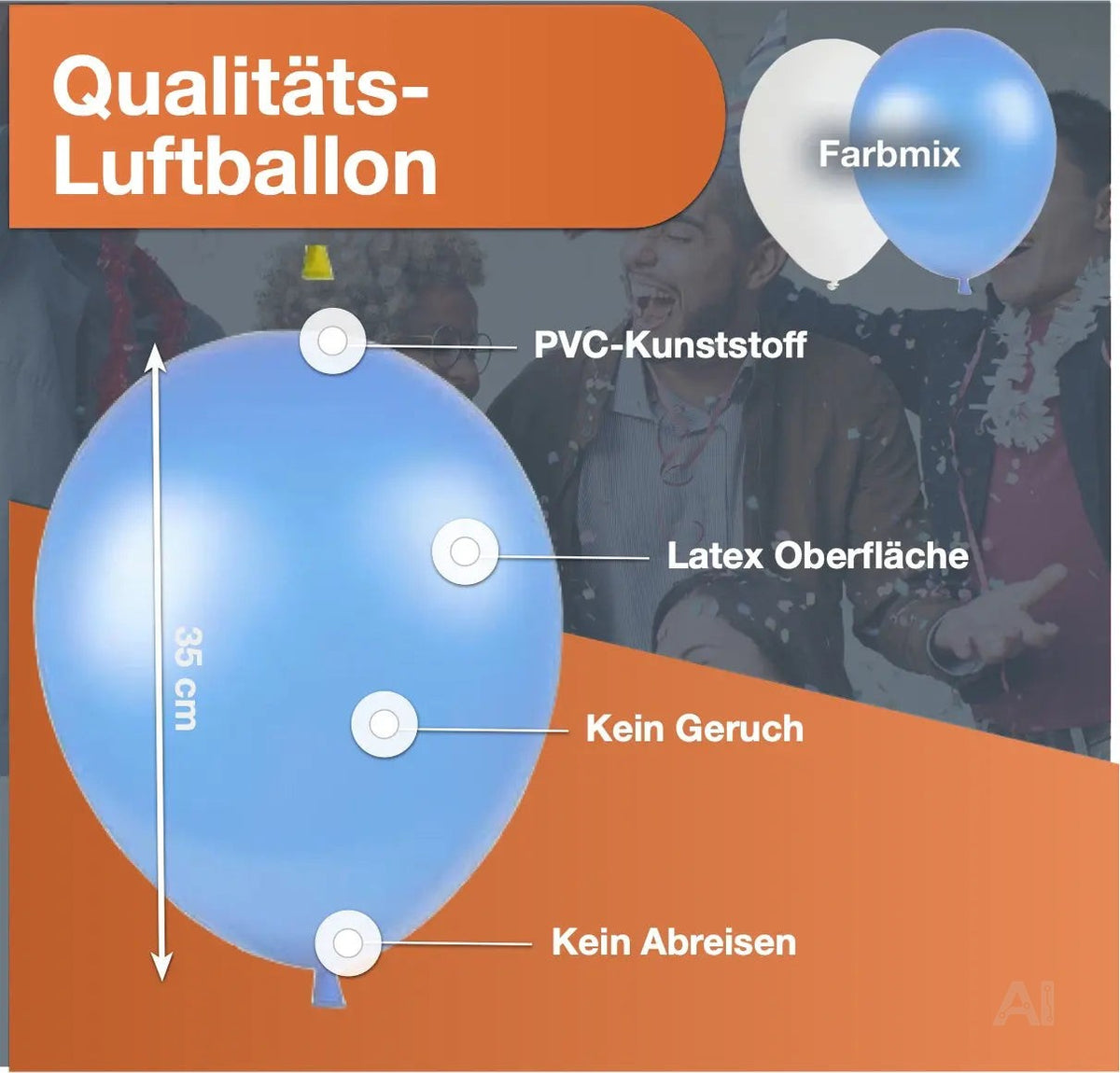 50x Luftballons Oktoberfest Ø 35 cm Mix weiß & blau als Deko Dekoration für Ihr Okotberfest – Detailansicht 3