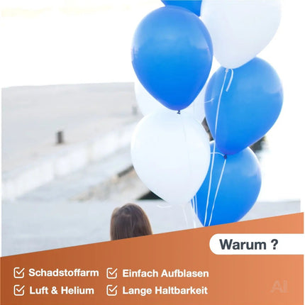 50x Luftballons Oktoberfest Ø 35 cm Mix weiß & blau als Deko Dekoration für Ihr Okotberfest – Detailansicht 4