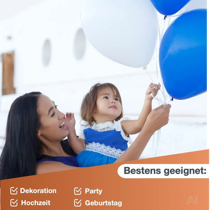 50x Luftballons Oktoberfest Ø 35 cm Mix weiß & blau als Deko Dekoration für Ihr Okotberfest – Detailansicht 5