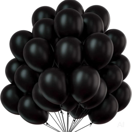 50x Luftballons Schwarz Ø 35 cm - Helium geeignet