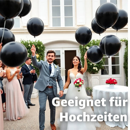 50x Luftballons Schwarz Ø 35 cm - Helium geeignet -