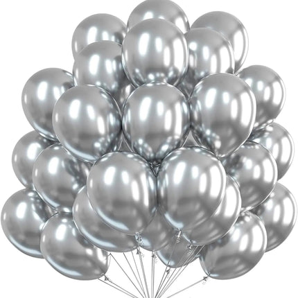 50x Luftballons Silber Ø 35 cm - Helium - Kein Plastik -100 % Bio & recyclebar