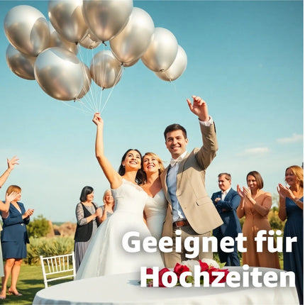 50x Luftballons Silber Ø 35 cm - Helium - Kein Plastik -100 % Bio & recyclebar