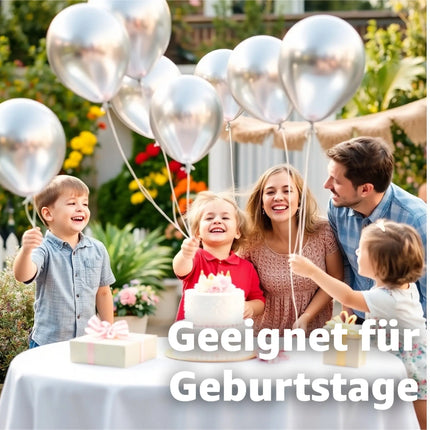 50x Luftballons Silber Ø 35 cm - Helium - Kein Plastik -100 % Bio & recyclebar