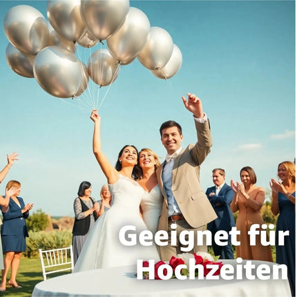 50x Luftballons Silber Ø 35 cm - Helium - Kein Plastik -100 % Bio & recyclebar – Detailansicht 4