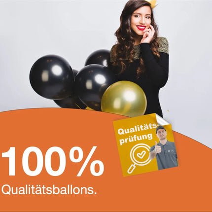 50x Luftballons Silvester Mix gold & schwarz - 100 % Bio - für Deko & Party