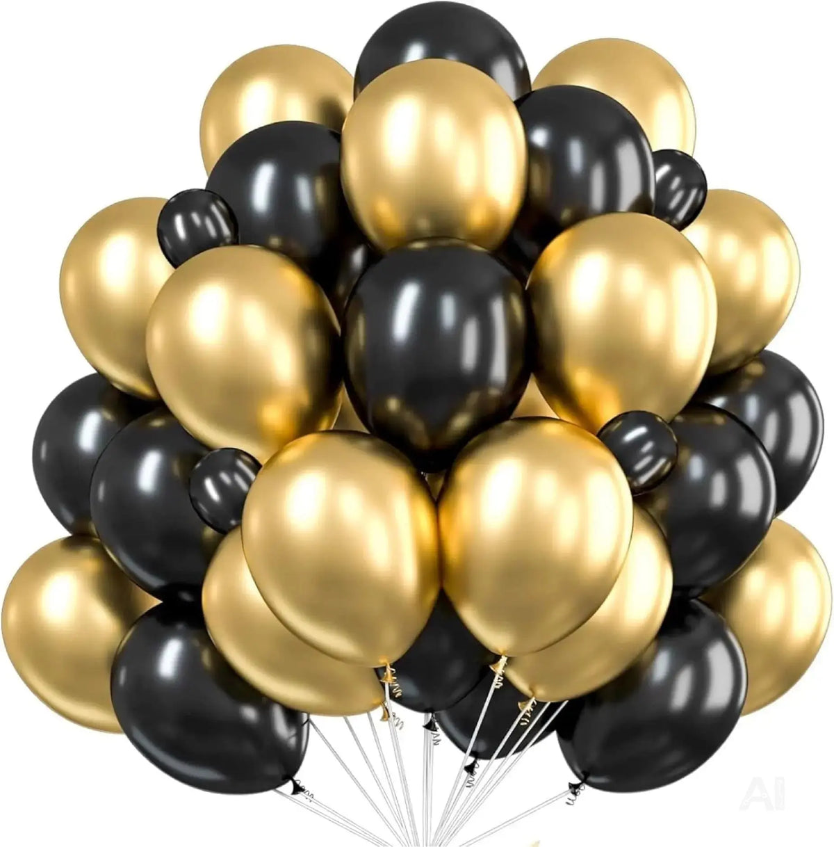 50x Luftballons Silvester Mix gold & schwarz - 100 % Bio - für Deko & Party