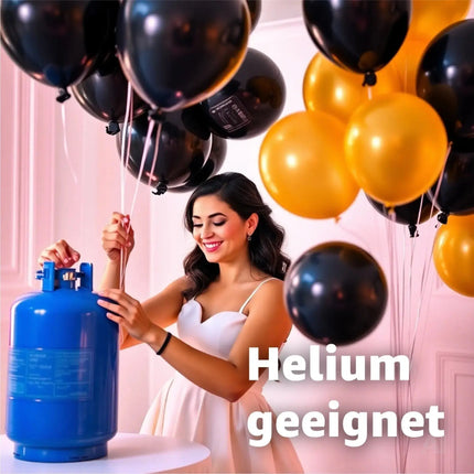 50x Luftballons Silvester Mix gold & schwarz - 100 % Bio - für Deko & Party – Detailansicht 2