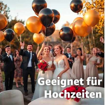 50x Luftballons Silvester Mix gold & schwarz - 100 % Bio - für Deko & Party – Detailansicht 4
