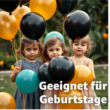 50x Luftballons Silvester Mix gold & schwarz - 100 % Bio - für Deko & Party – Detailansicht 5
