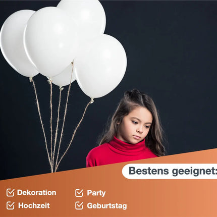 50x Luftballons Weiß Ø 35 cm Ballons - weiss Helium geeignet zur Deko Dekoration