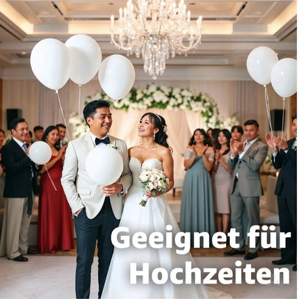 50x Luftballons Weiß Ø 35 cm Ballons - weiß Helium geeignet zur Deko Dekoration – Detailansicht 6