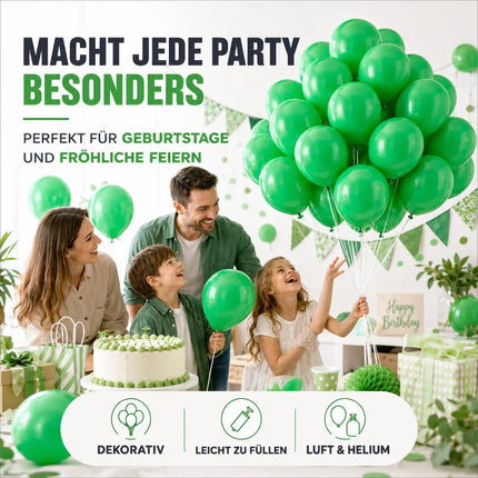 50x Luftballons grün Ø 35 cm - Helium geeignet - Kein Plastik -100% Bio & recyclebar - Deko Dekoration zur Befüllung mit Ballongas (grün)