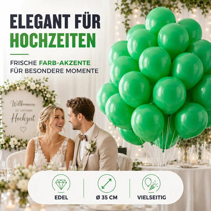 50x Luftballons grün Ø 35 cm - Helium geeignet - Kein Plastik -100% Bio & recyclebar - Deko Dekoration zur Befüllung mit Ballongas (grün)