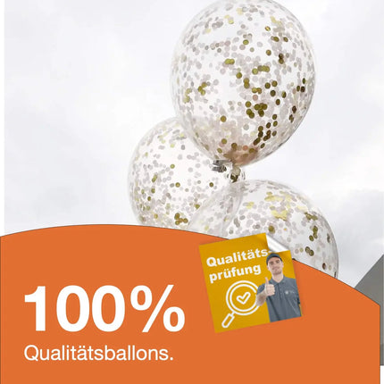 50x Luftballons mit Konfetti Confetti Glitter Rose, Gold als Deko