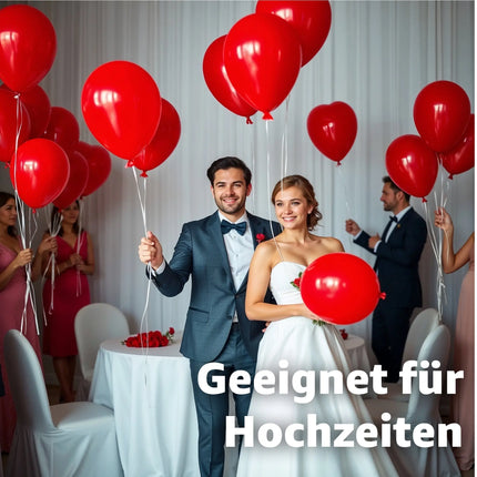 50x Luftballons rot Ø 35 cm - Helium geeignet - Kein Plastik -