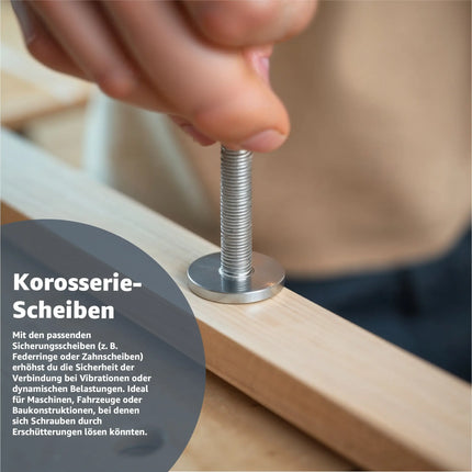 50x M6 Unterlegscheiben - Edelstahl & Rostfrei - Flache Sicherungsscheiben & Karosseriescheiben