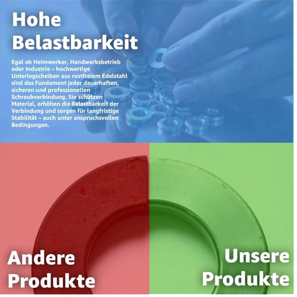 50x M8 Unterlegscheiben - Edelstahl & Rostfrei - Flache Sicherungsscheiben & Karosseriescheiben