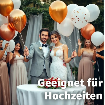 50x Metallic-Luftballons mit Konfetti – Ø 35 cm – Perfekt für Geburtstage, Hochzeiten, Partys und Kindergeburtstage