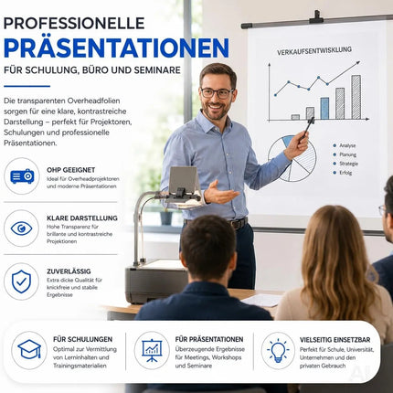 50x Overheadfolie transparent DIN A4 – Extra dicke OHP Folien für Laserdrucker & Kopierer – Detailansicht 5