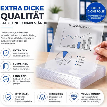 50x Overheadfolie transparent DIN A4 – Extra dicke OHP Folien für Laserdrucker & Kopierer – Detailansicht 6