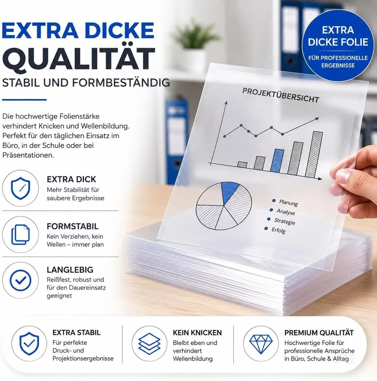 50x Overheadfolie transparent DIN A4 – Extra dicke OHP Folien für Laserdrucker & Kopierer – Detailansicht 6